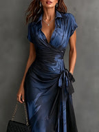 Castell | Vestido Midi Cruzado con Estampado Elegante