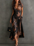 Castell | Vestido Midi Cruzado con Estampado Elegante