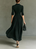 Castell | Vestido Largo Plisado de Corte Elegante y Cintura Alta
