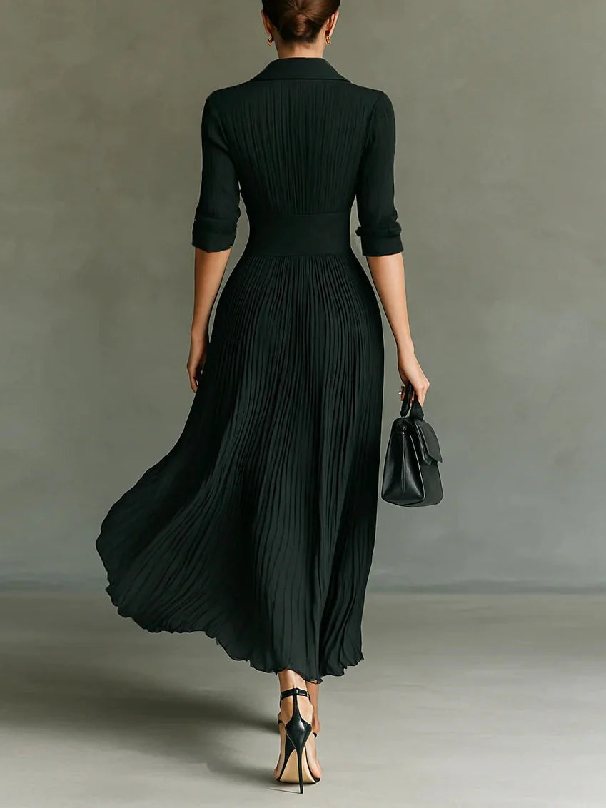 Castell | Vestido Largo Plisado de Corte Elegante y Cintura Alta