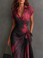 Castell | Vestido Midi Cruzado con Estampado Elegante