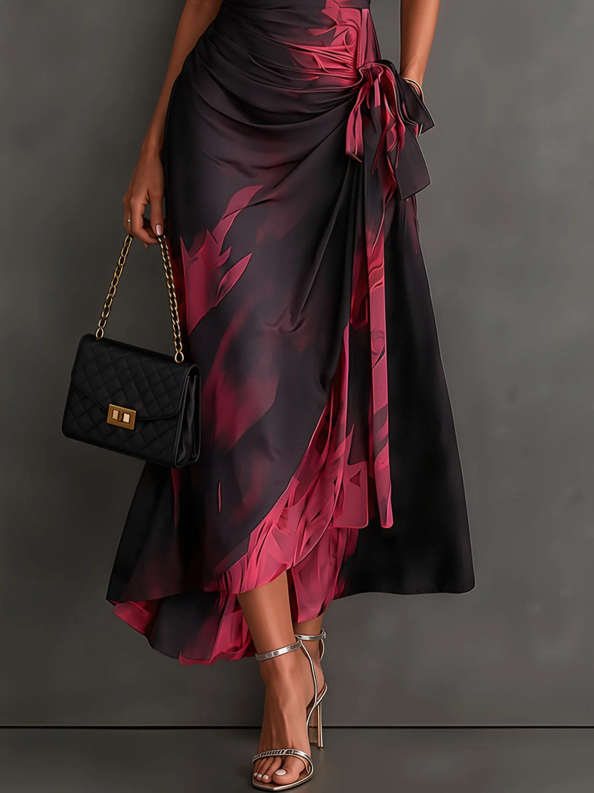 Castell | Vestido Midi Cruzado con Estampado Elegante